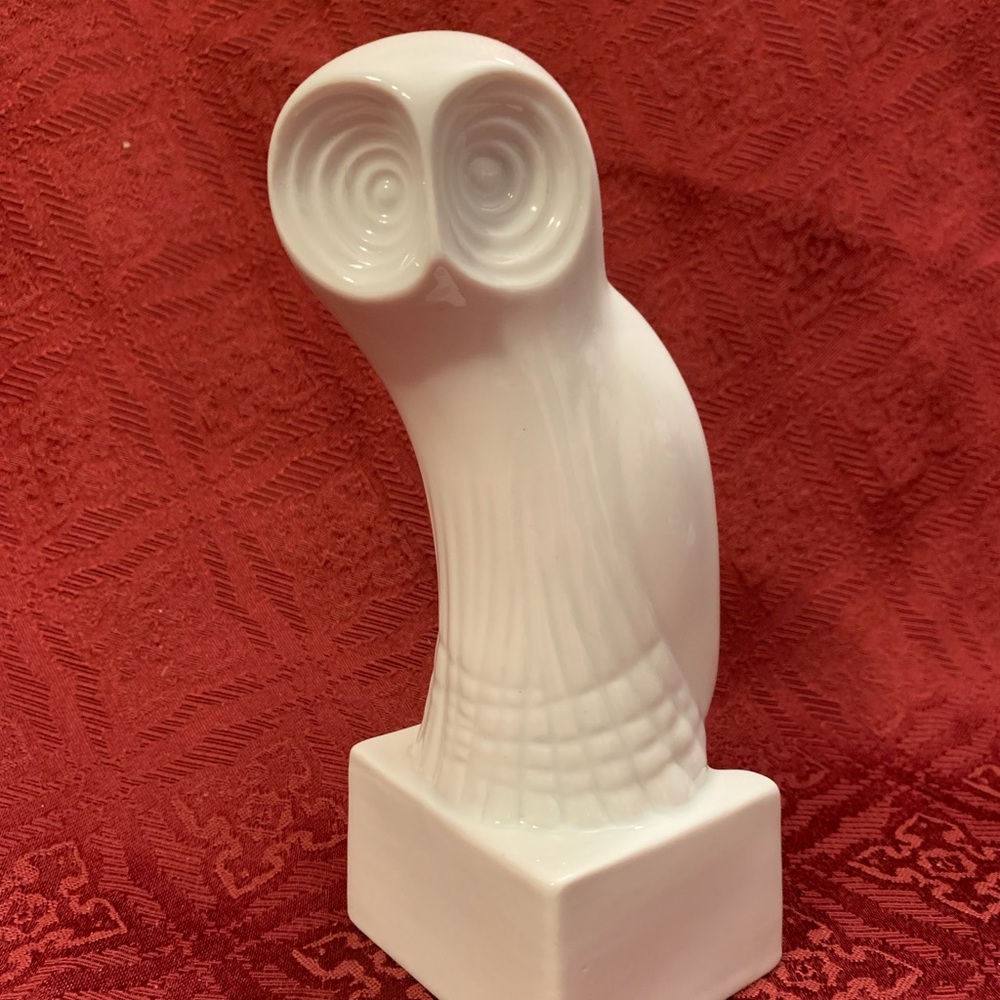 Vtg Royal Dux Modernist Owl Figurine White Porcelain Czechoslovakia